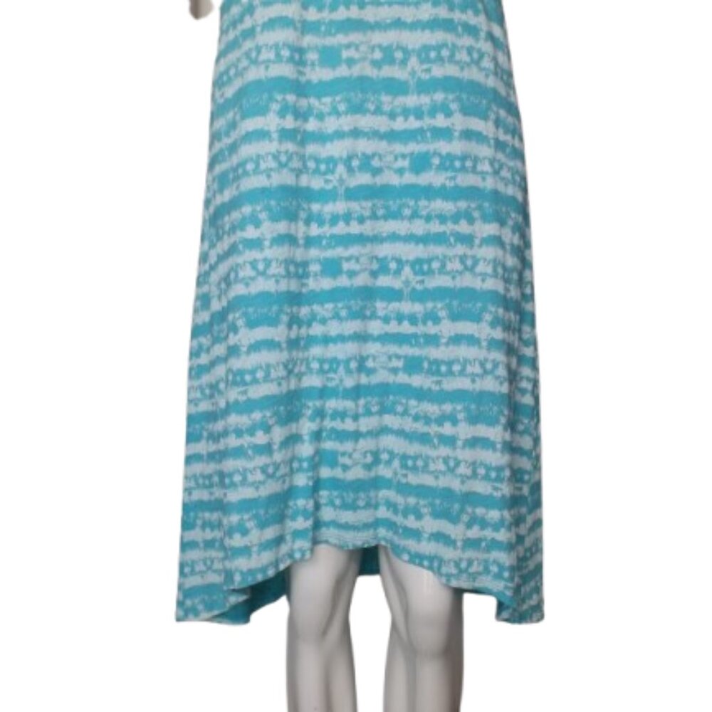 FRESH PRODUCE Dress, M, Aqua/Blue, White abstract stripes, Cut-out back, Jersey - Picture 8 of 13